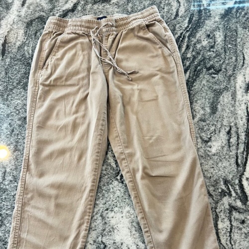 Gap Jogger Pants Women Small Tan Elastic Drawstring Waist Cotton Rayon Blend